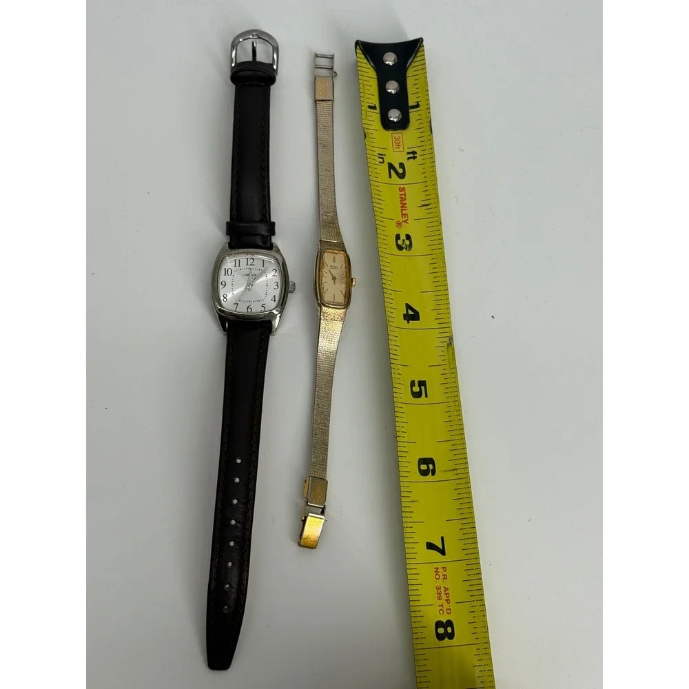 Vintage Seiko & Carriage by Timex Watch Lot 2 Repair Linen Dial Gold Tone Retro